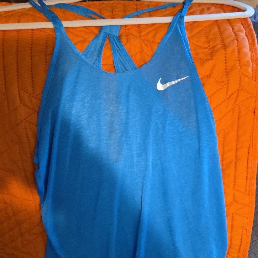 Nike Blue Racerback Tank Top with White Swoosh